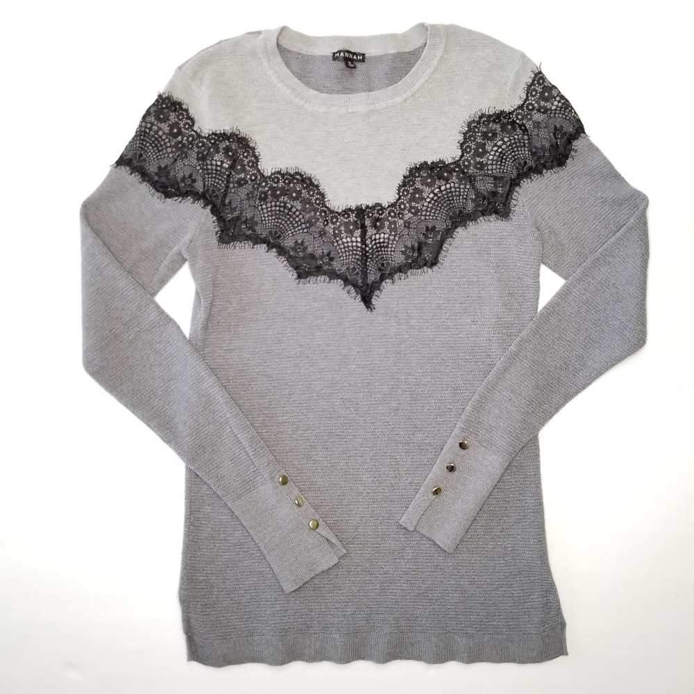 Hannah Lace Trim Lightweight Sweater
